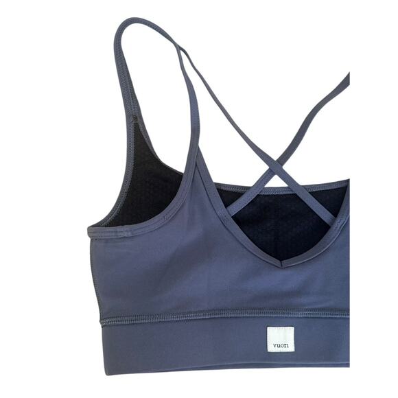 VUORI Mind Set Strappy Sports Bra Stone Blue Color Light Support Size XS MINT! - Picture 6 of 9